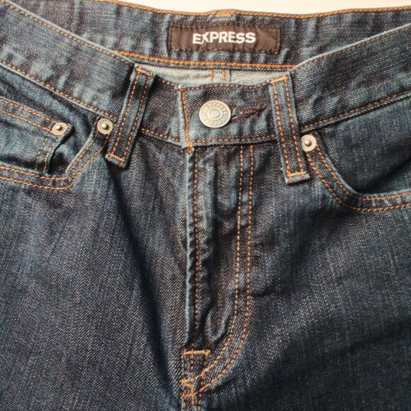 Men's Express Jeans Size 29x34 Skinny Leg Dark Wash - Picture 4 of 9